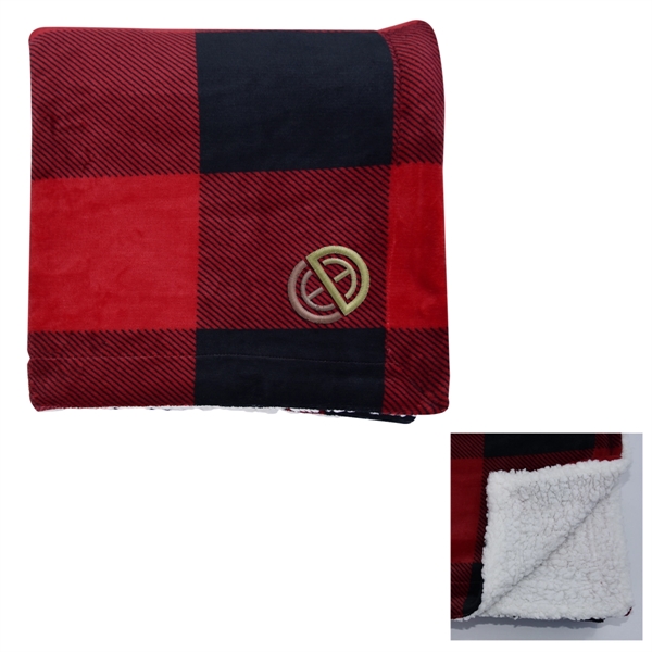 Black With Red color option for Buffalo Plaid Sherpa Blanket