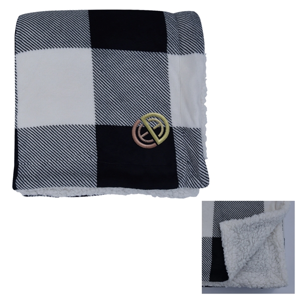 White With Black color option for Buffalo Plaid Sherpa Blanket