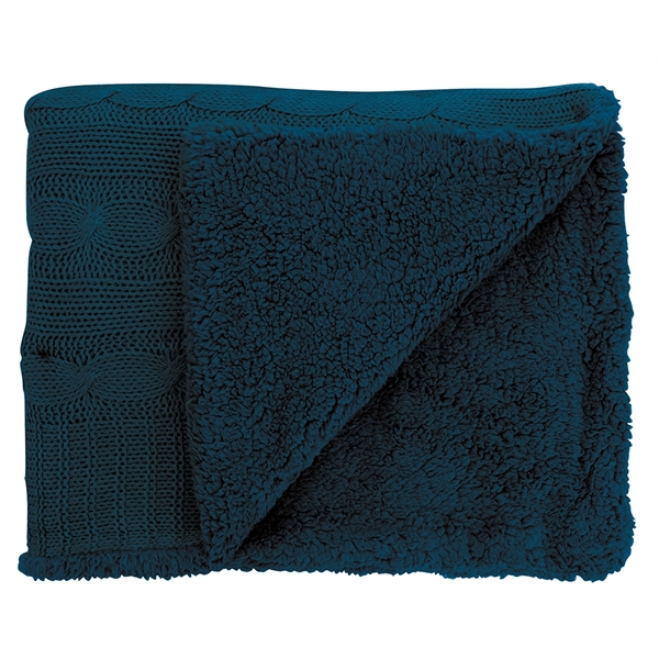 Navy color option for Cable Knit Sherpa Blanket