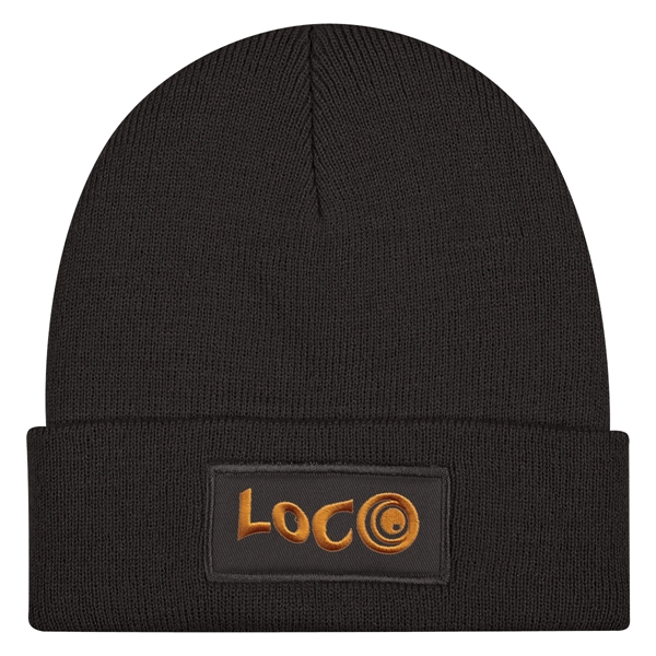 Black color option for Patch Knit Beanie With Cuff