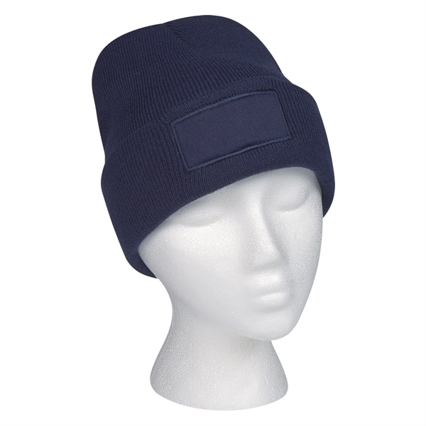 Navy Blue color option for Patch Knit Beanie With Cuff