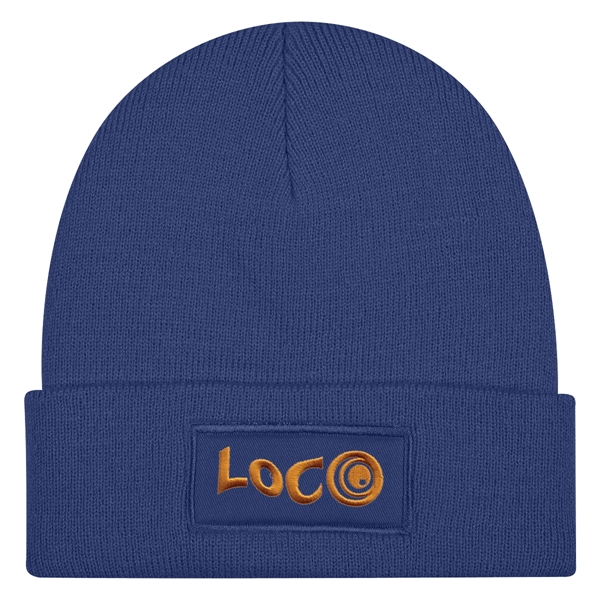 Royal Blue color option for Patch Knit Beanie With Cuff