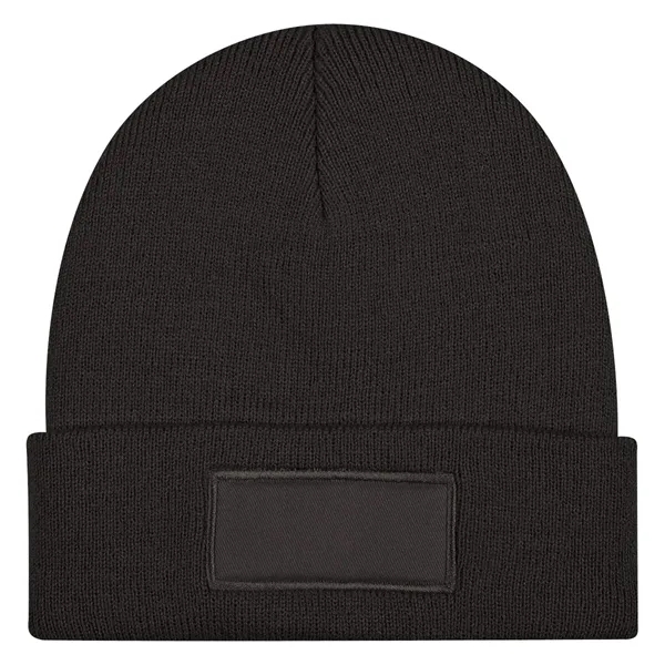 Recycled Black color option for Patch Knit Beanie With Cuff