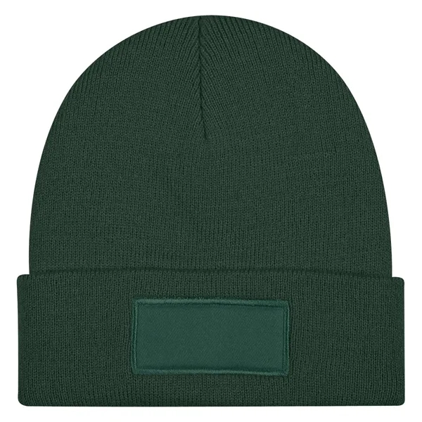 Recycled Forest Green color option for Patch Knit Beanie With Cuff