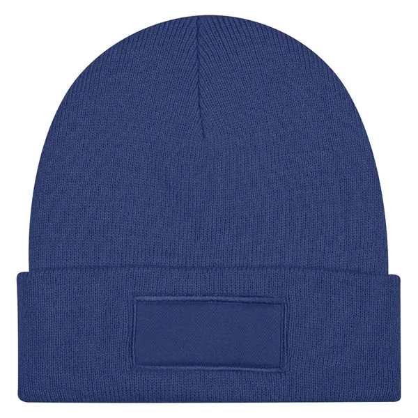 Recycled Royal Blue color option for Patch Knit Beanie With Cuff