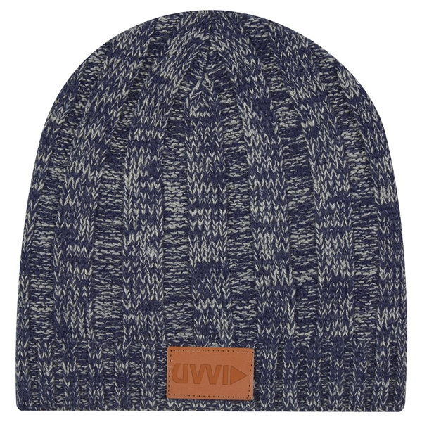 Navy Blue color option for Knit Beanie With Leather Tag