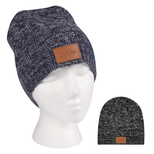 Main photo of Knit Beanie With Leather Tag
