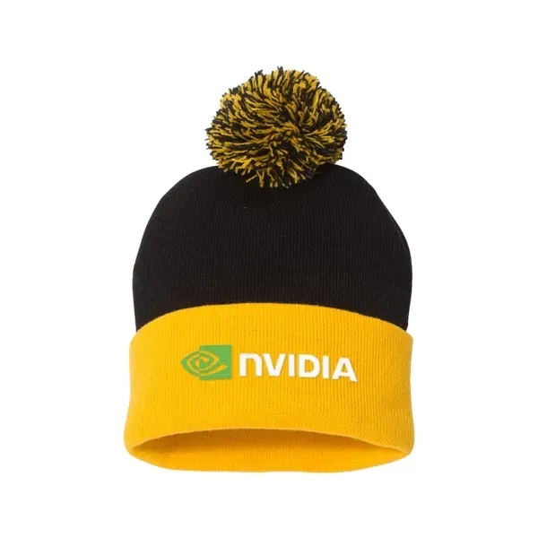 Black-Gold color option for Sportsman 12" Pom Pom Knit Beanie