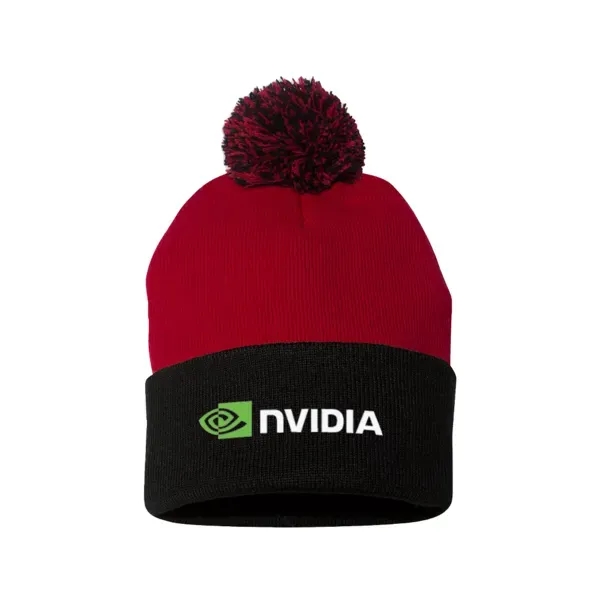 Black-Red color option for Sportsman 12" Pom Pom Knit Beanie