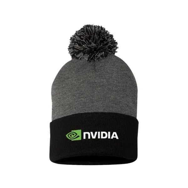 Dark Heather-Black color option for Sportsman 12" Pom Pom Knit Beanie
