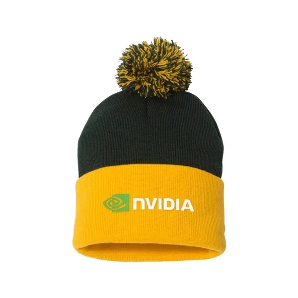 Forest Green-Gold color option for Sportsman 12" Pom Pom Knit Beanie