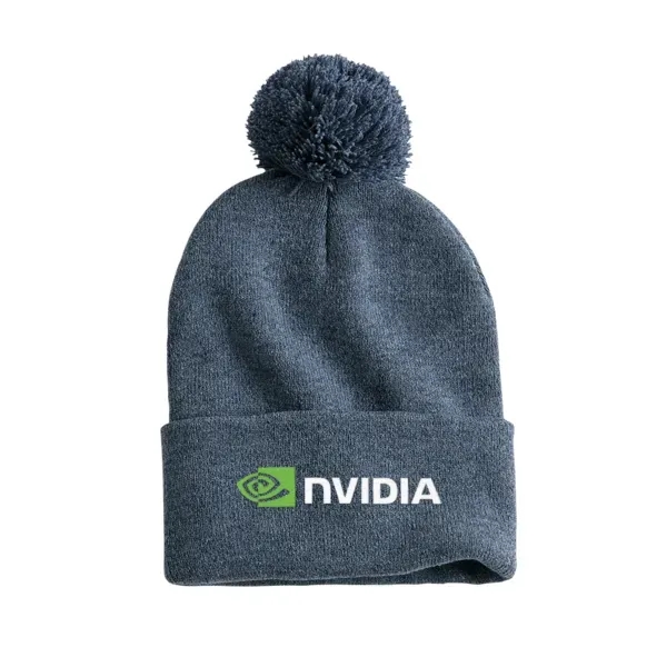 Heather Navy color option for Sportsman 12" Pom Pom Knit Beanie