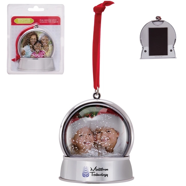 Silver color option for Magnetic Snow Globe Holiday Christmas Tree Ornament