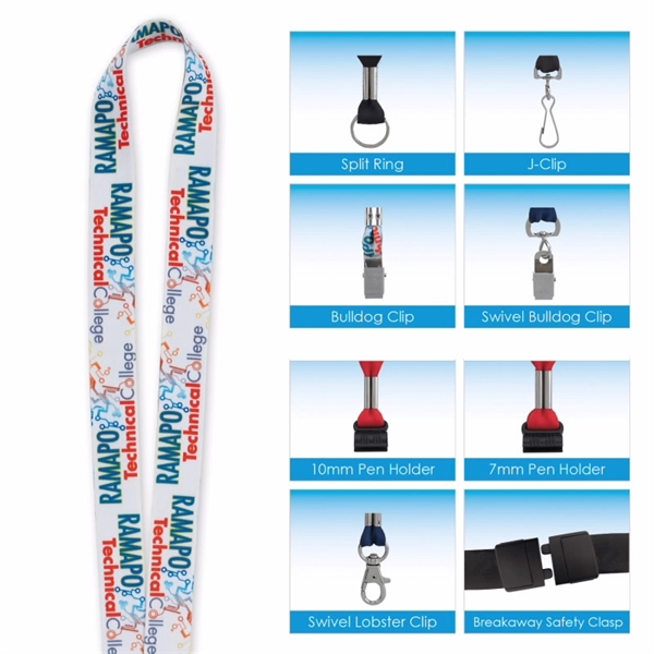 White color option for 3/4" Fine Print Lanyard