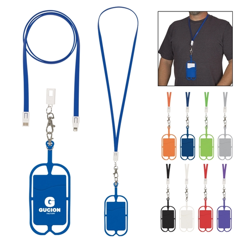 Main photo of 2 In 1 Charging Cable Lanyard With Phone Holder & Wallet