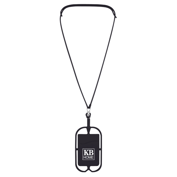 Black color option for Silicone Lanyard With Phone Holder & Wallet