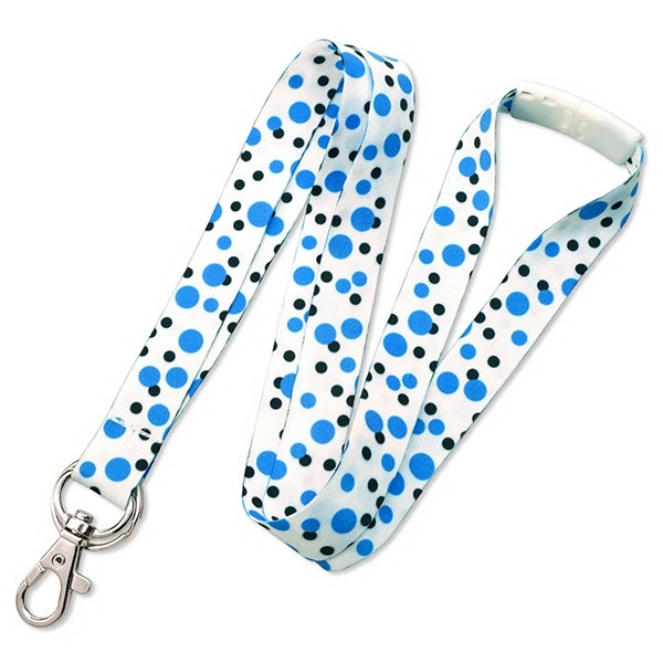 Blue-Black color option for 5/8" Polka Dot Lanyard With Trigger Hook And Split Ring