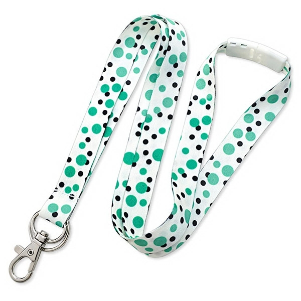 Green-Black color option for 5/8" Polka Dot Lanyard With Trigger Hook And Split Ring