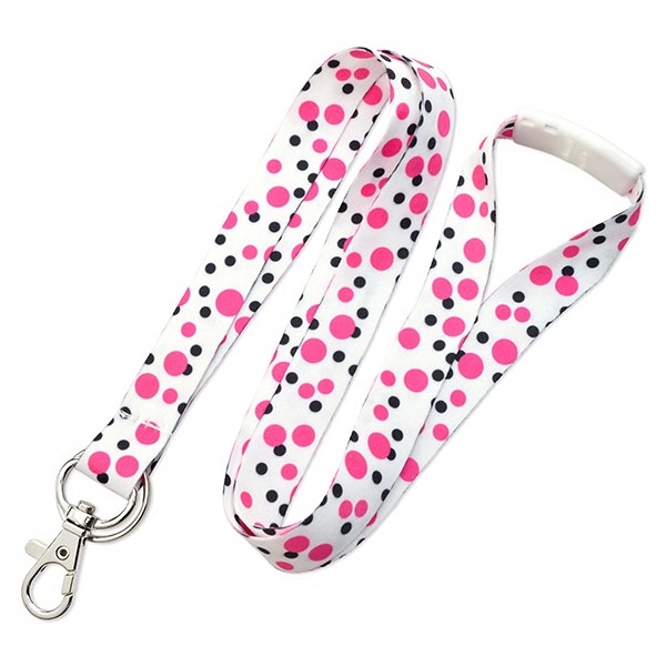 Pink-Black color option for 5/8" Polka Dot Lanyard With Trigger Hook And Split Ring