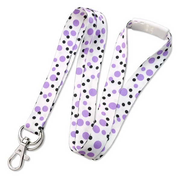 Purple-Black color option for 5/8" Polka Dot Lanyard With Trigger Hook And Split Ring