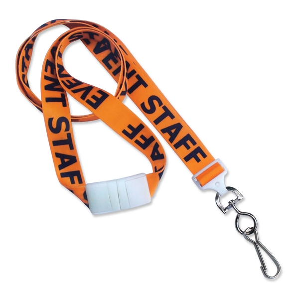 Orange-Black color option for 5/8" Pre Printed "Event Staff" Lanyard With Swivel Hook