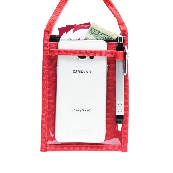 Red color option for Non Woven Zipper Neck Wallet W/ 3/8" Lanyard