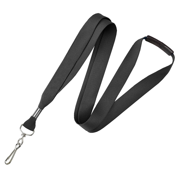Medium Black color option for 5/8" Custom Silkscreen Lanyards, Flat Ribbed Polyester