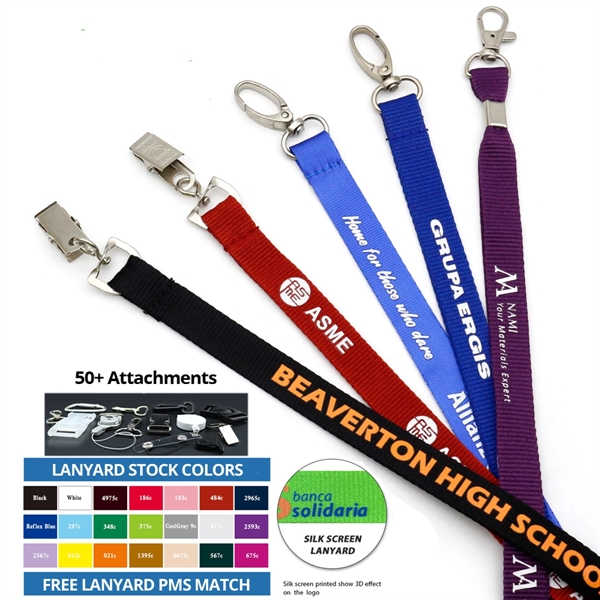 Brown color option for Custom 1/2" Polyester Lanyard   Silk Screen