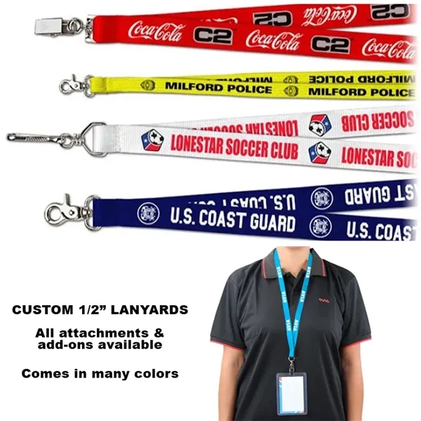 Red color option for Custom 1/2" Polyester Lanyard   Silk Screen