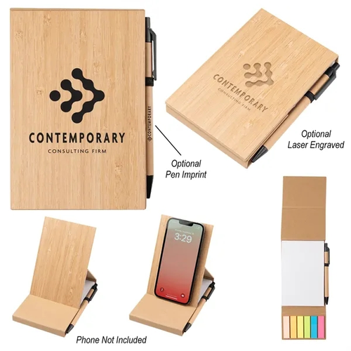 Main photo of Bamboo Desk Jotter With Phone Stand