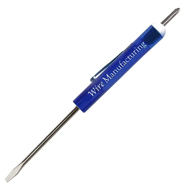 Translucent Blue color option for Pocket Screwdriver   Fixed 1/8" Flat Tip Blade W/ #0 Plp Top