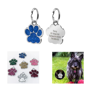 Photo of Paw Shape Glitter Dog Id Tag