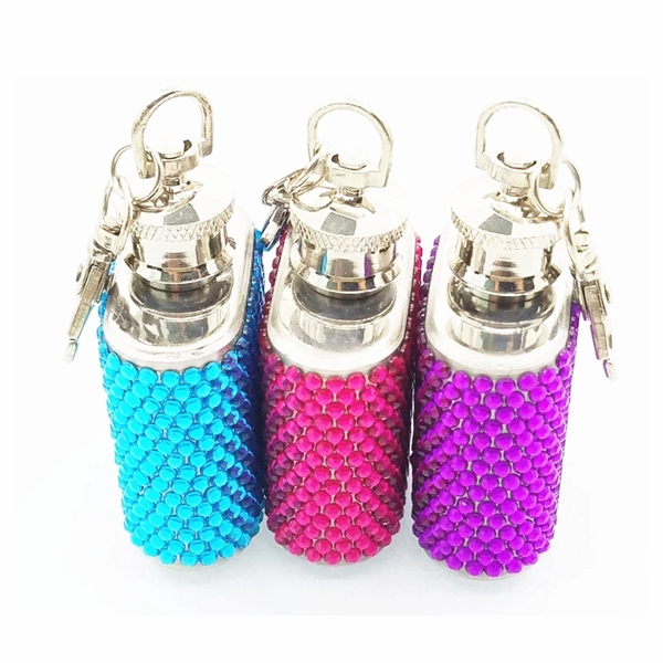 Pink color option for 1 Oz Glitter Keychain Hip Flask