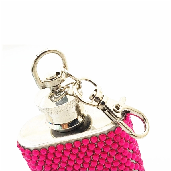 Silver color option for 1 Oz Glitter Keychain Hip Flask
