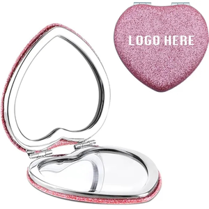 Photo of Heart Shaped Glitter Folding Cosmetic Mirror
