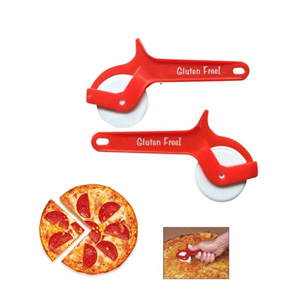 Red color option for Plastic Thumb Press Pizza Cutter Or Knife