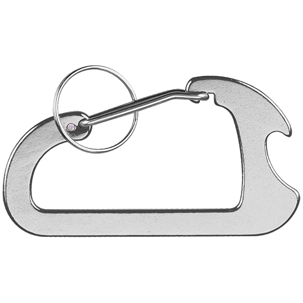 Metallic Silver color option for Carabiner With Bottle Opener And Key Ring