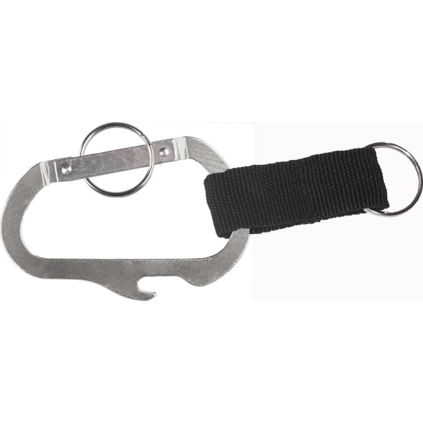 Metallic Silver color option for Carabiner With Bottle Opener And Strap