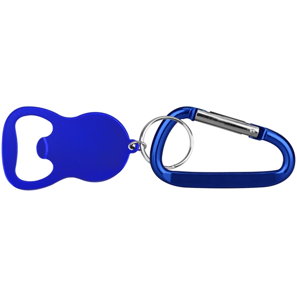 Metallic Blue color option for Round Bell Shape Plain Bottle Opener With Carabiner