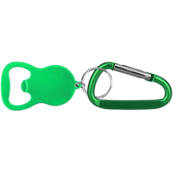 Metallic Green color option for Round Bell Shape Plain Bottle Opener With Carabiner