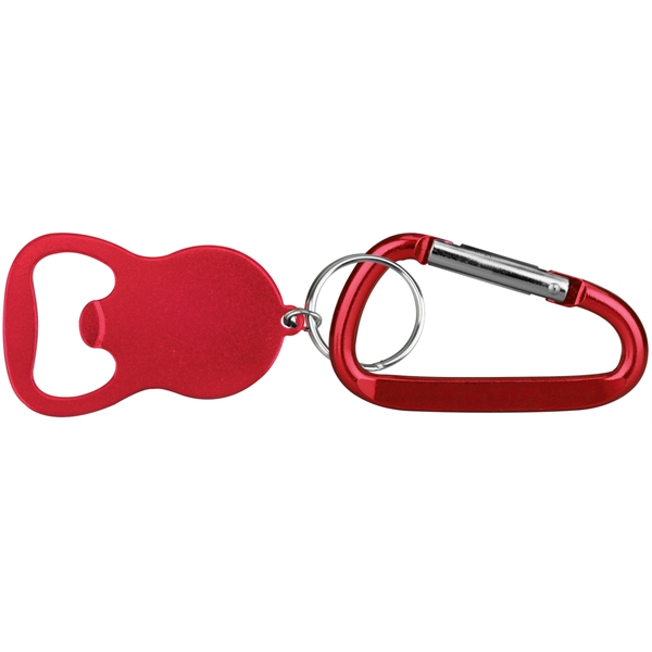 Metallic Red color option for Round Bell Shape Plain Bottle Opener With Carabiner