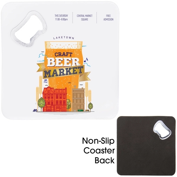 White color option for Square Bottle Opener Coasters