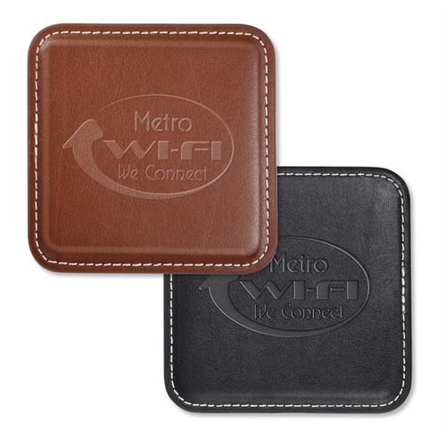 Main photo of Vintage Leather Square Coaster
