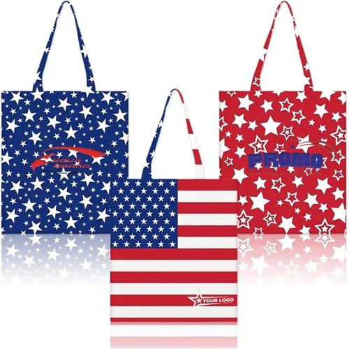 Photo of Independence Day Patriotic Canvas Grocery Shopping Tote Bags