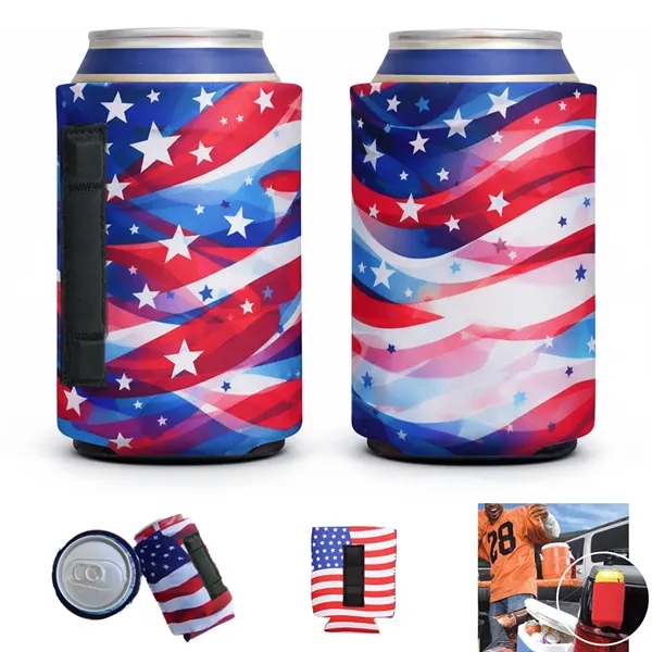 Usa Flag color option for Collapsible Magnetic Can/Bottle Cooler Holder   Patriotic