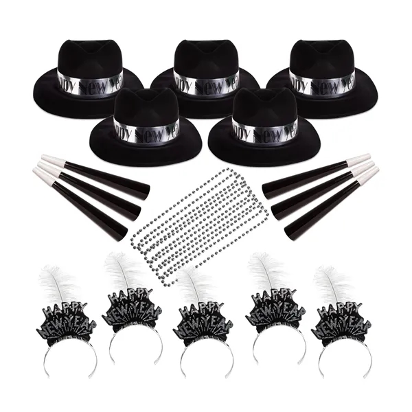 Black color option for Silver Midnight New Year's Eve Party Kit For 50