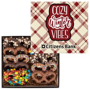 Photo of New Year Premier Chocolate Pretzel Gift Box W/Full Color Lid