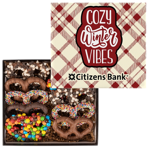 Main photo of New Year Premier Chocolate Pretzel Gift Box W/Full Color Lid