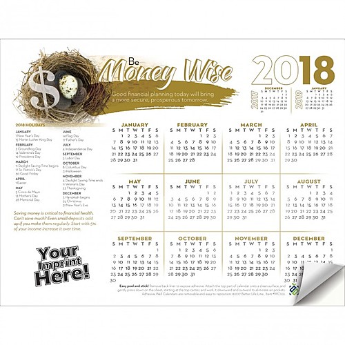Photo of Adhesive Wall Calendar   2018 Be Money Wise (Financial)