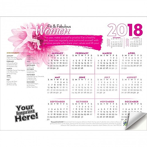 Photo of Adhesive Wall Calendar   2018 Fit & Fabulous Women (Women's Health)